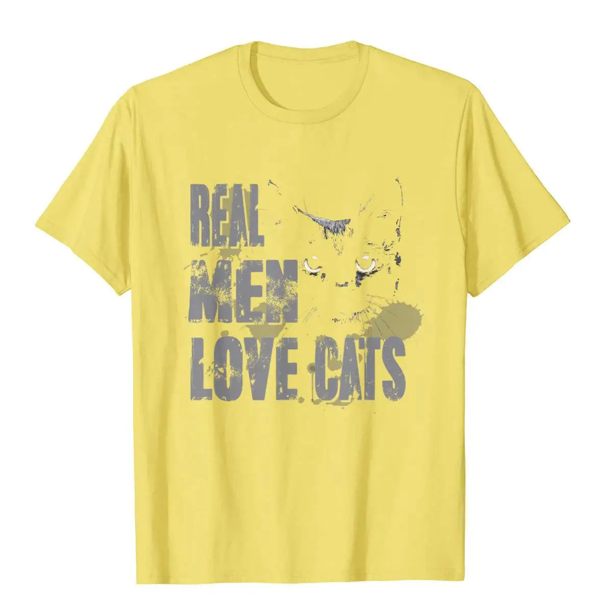 Real Men Love Cats T Shirt Awesome Cats Lover Tee Tops & Tees Fashion Chinese Style Cotton Men's T Shirt Cartoon