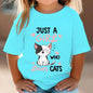 Cute Cat Graphic Kids Tshirts Summer Short Sleeve Tees Cartoon Animal Boys Girls Clothes Kawaii Kitten Tops Y2K Children T-shirt