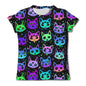 Kids' Fun Cat Graffiti Graphic T-shirt Summer Casual Short Sleeve Girl Loose T shirts 3-12Y Boys 3D Printed Clothing Cartoon Top