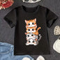 Cute Cat Graphic Kids Tshirts Summer Short Sleeve Tees Cartoon Animal Boys Girls Clothes Kawaii Kitten Tops Y2K Children T-shirt