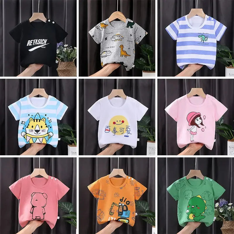 Kids Clothes T-Shirt  Children's Clothing  Boys Girls Summer Cartoon Tops Short Sleeve Clothes 100% Cotton Baby Clothing