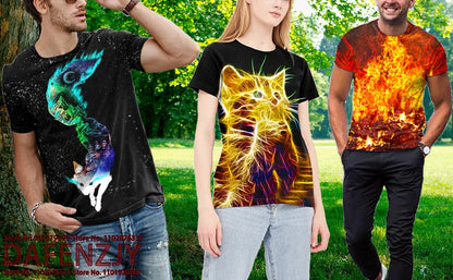 Men's Camouflage Cat T-shirt Loose Vintage Fitting Vintage Fashion Animal Art Print Short Sleeve 3D O-Neck T-shirt