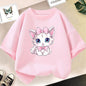 Kids Lovely Cat Pet Animal T Shirt Fashion Summer Girls Cute Casual Top Short Sleeve Tshirts Children Cartoon Graphic Tee