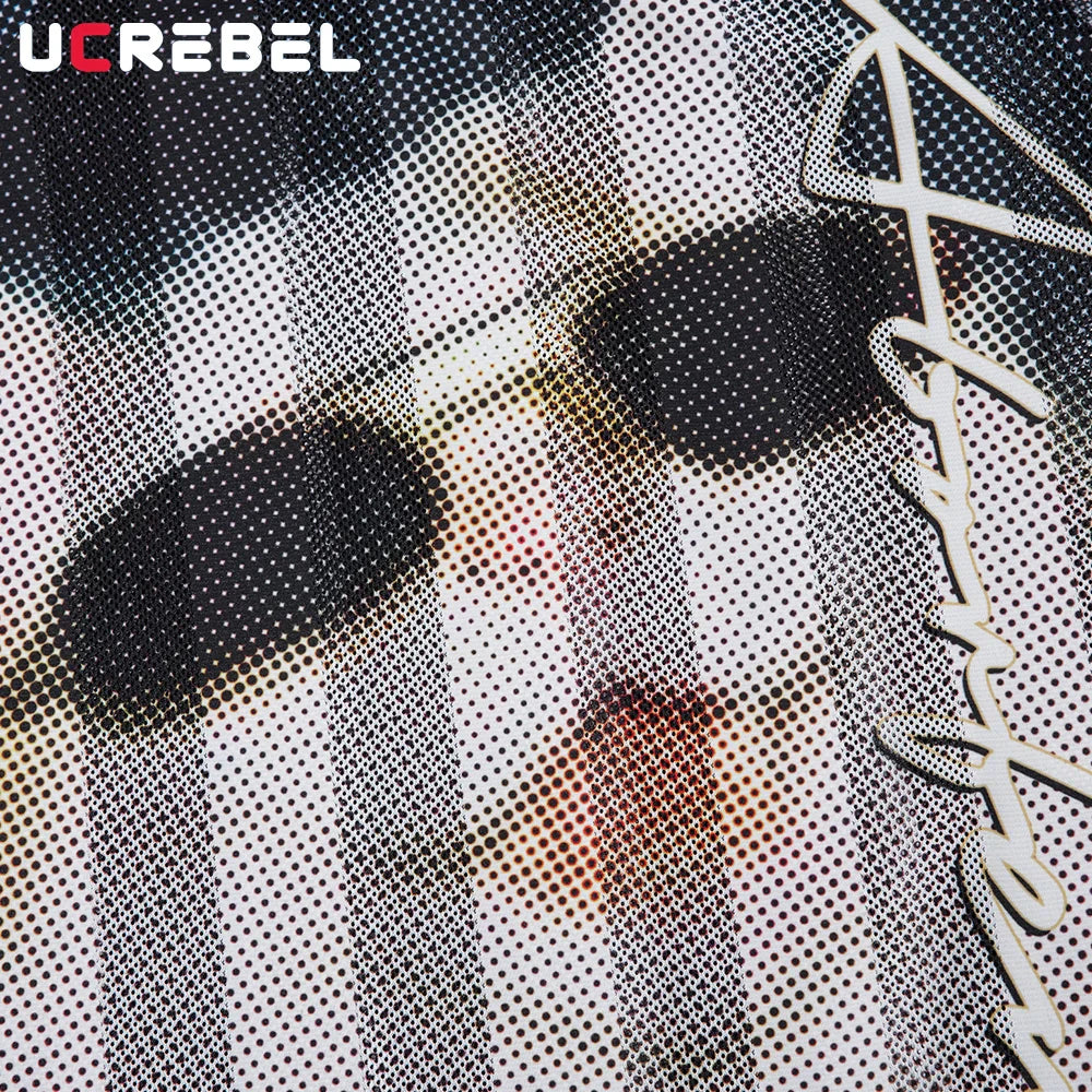 Cat Print Short Sleeve T-shirt Mens Summer Retro High Street Loose Raglan Half-Sleeve V-neck Breathable Mesh Tshirt Men