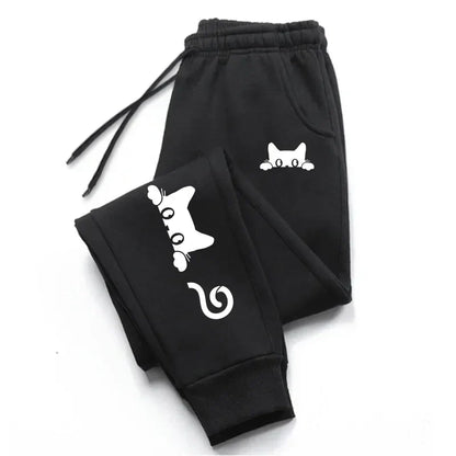 Cute Cat Printed Womens Sweatpants Daily Casual Fashion Trousers Sports Jogging Sweat Woman Pants Outdoors Street Hot Sale Pants