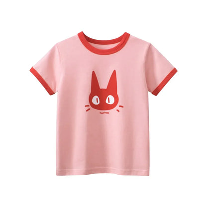 Kids Girls Clothes 100% Cotton Short Sleeve T-Shirts Bear Cat Cartoon Children Clothes 2 3 4 5 6 7 8 Years Kids Summer Clothing