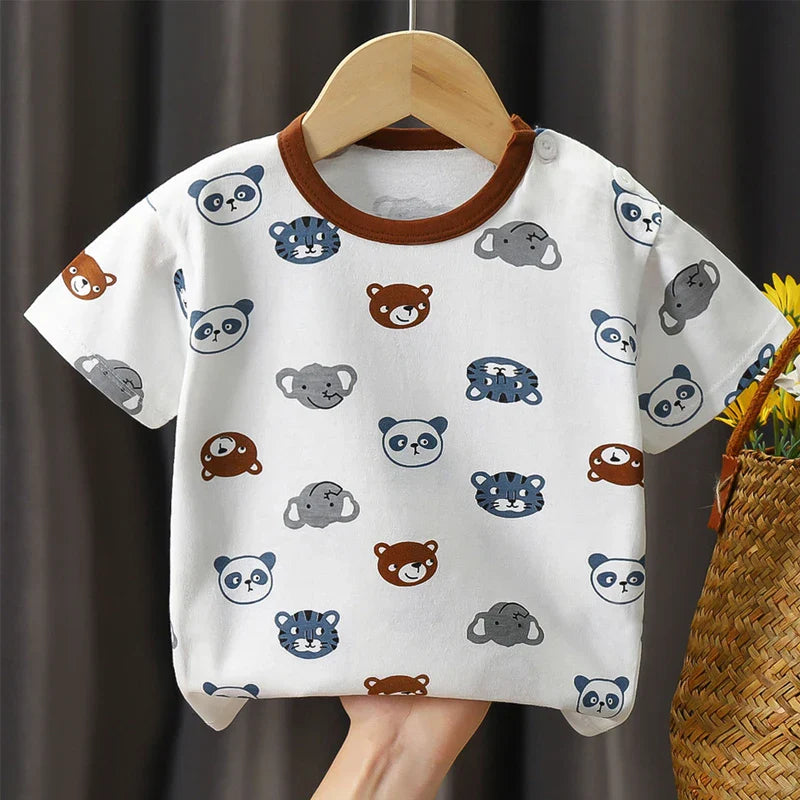 Kids Clothes T-Shirt  Children's Clothing  Boys Girls Summer Cartoon Tops Short Sleeve Clothes 100% Cotton Baby Clothing