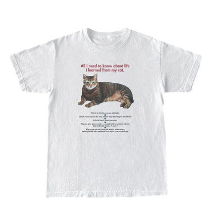 Female Cat Funny Quotes Graphic T-Shirts Short Sleeve Cute Cat Mom Tee Shirt Cat Lover Shirt Women Loose Vintage Aesthetic Tops