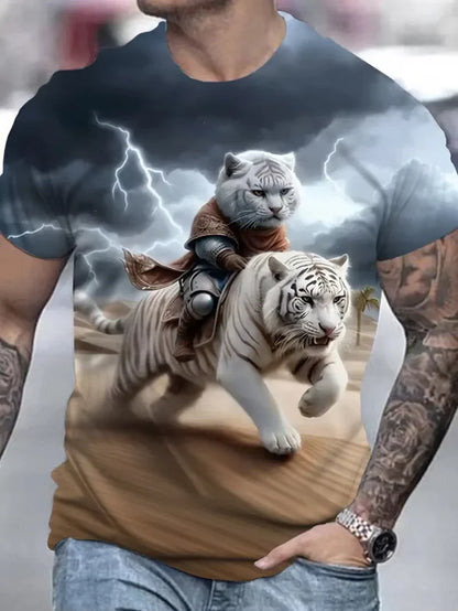 Men's Casual Shirts 3D Cute Cat T-Shirt Short Sleeve Pullover Outdoor Tops Oversized Clothing T shirt Men Women's Kids Tshirt