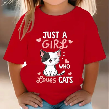 Cute Cat Graphic Kids Tshirts Summer Short Sleeve Tees Cartoon Animal Boys Girls Clothes Kawaii Kitten Tops Y2K Children T-shirt