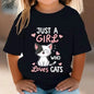 Cute Cat Graphic Kids Tshirts Summer Short Sleeve Tees Cartoon Animal Boys Girls Clothes Kawaii Kitten Tops Y2K Children T-shirt