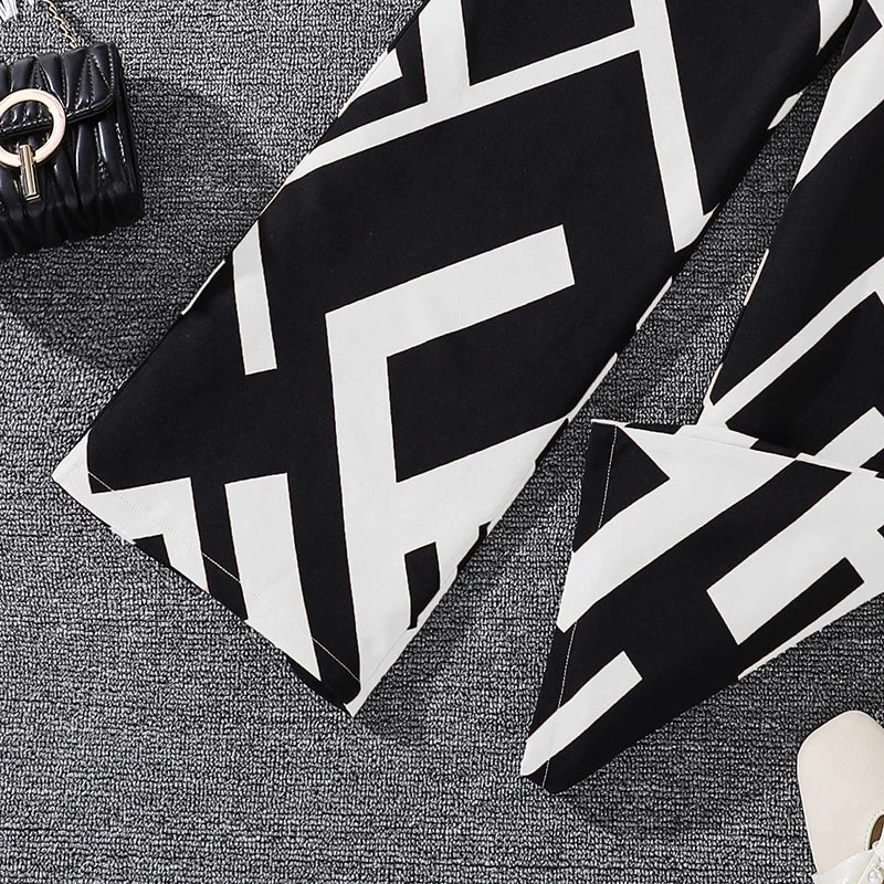 Kids Clothing Sets For Girls Khaki Off-shoulder Long sleeve Top & Stripe Printing Pants Summer Resort Style Children Suits OOTD