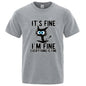Men's High Quality T-shirt 100% Cotton Funny Cool Cat Printed T-shirt Casual Men's Short Sleeve T-shirt for Men T-Shirt Male Top