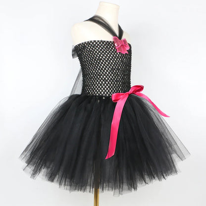 Black Cat Costume for Girls Carnival Party Fancy Dress Up Clothes Outfit Toddler Kids Halloween Tutu Dress Animal Kitty Costumes